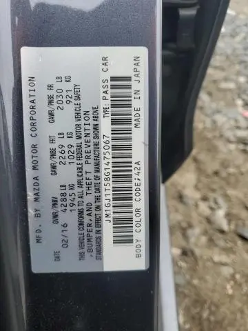 2016 MAZDA 6 TOURING  