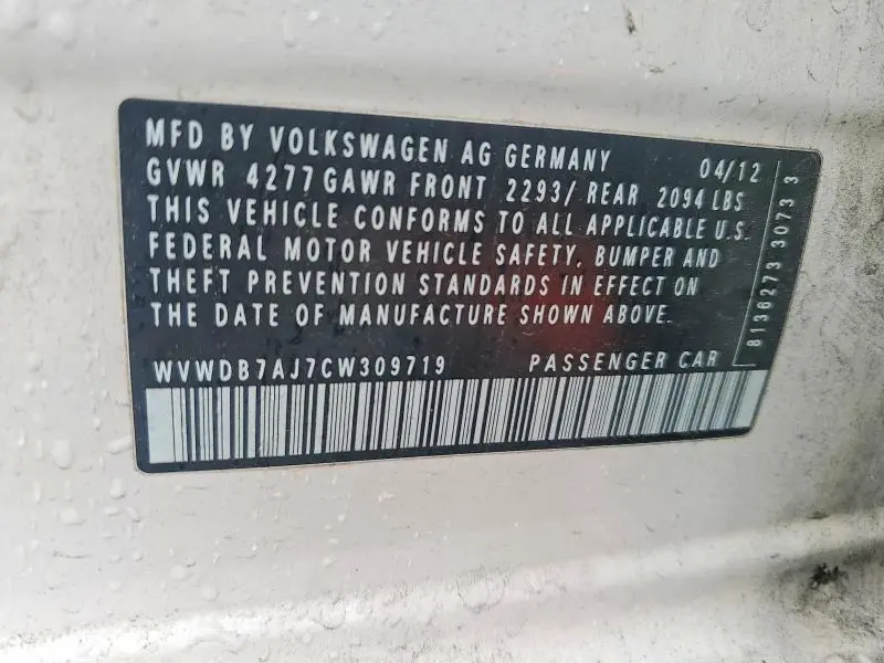 2012 VOLKSWAGEN GOLF   