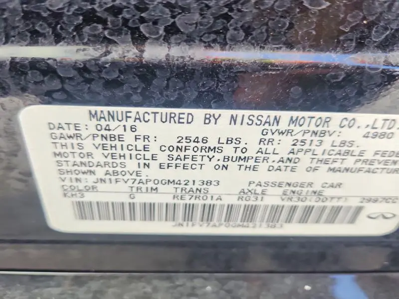 2016 INFI Q50 RED SPORT 400  