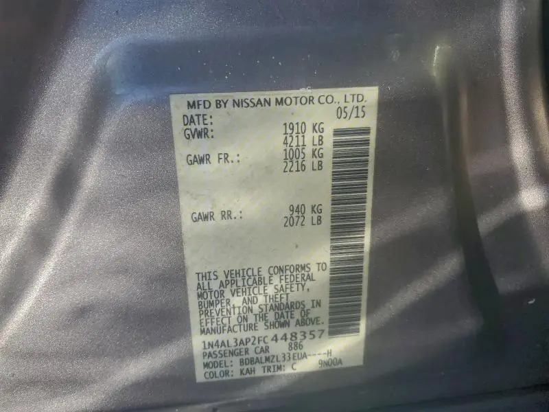 2015 NISSAN ALTIMA 2.5  