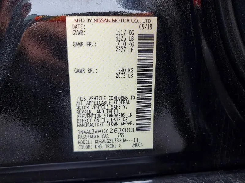 2018 NISSAN ALTIMA 2.5 S  