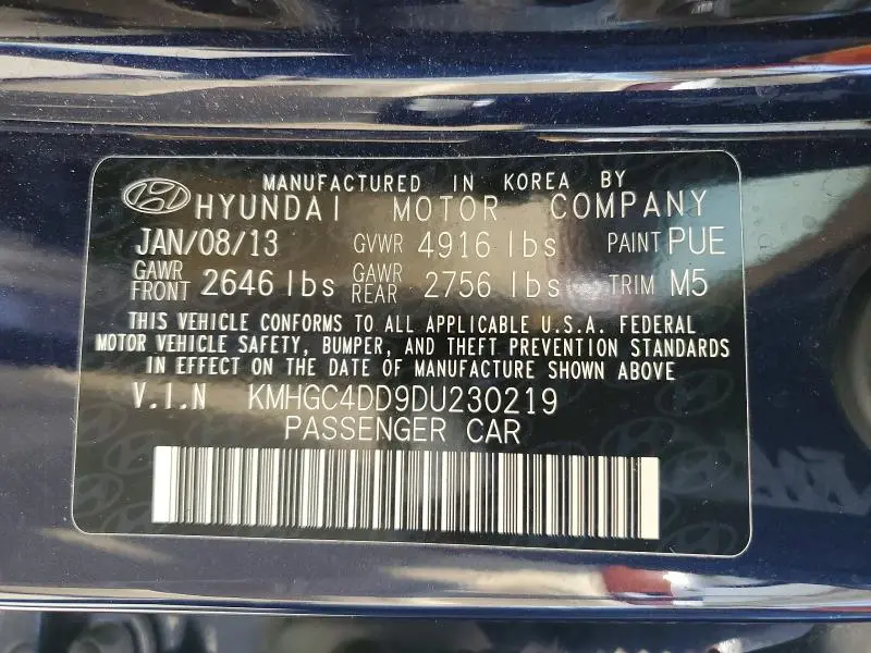 2013 HYUNDAI GENESIS 3.8L  