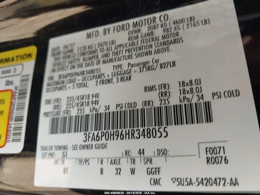 2017 FORD FUSION SE