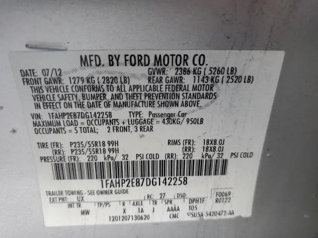 2013 FORD TAURUS SEL  
