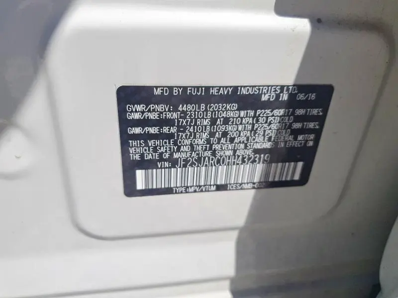2017 SUBARU FORESTER 2.5I LIMITED  