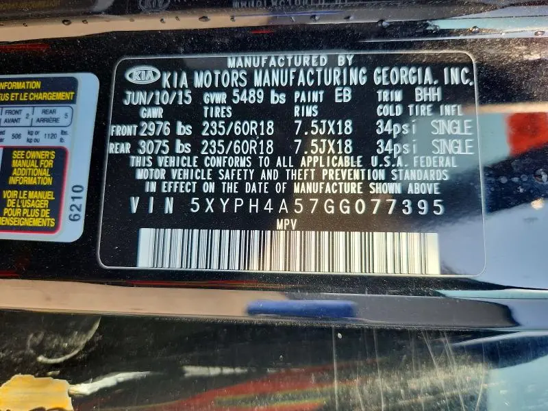 2016 KIA SORENTO EX  