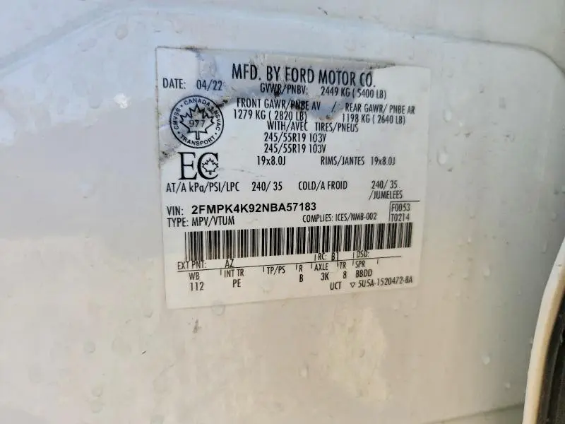 2022 FORD EDGE TITANIUM  