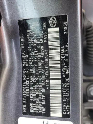 2015 TOYOTA CAMRY LE  