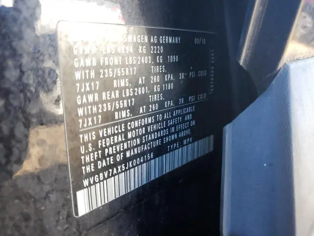 2018 VOLKSWAGEN TIGUAN LIMITED   