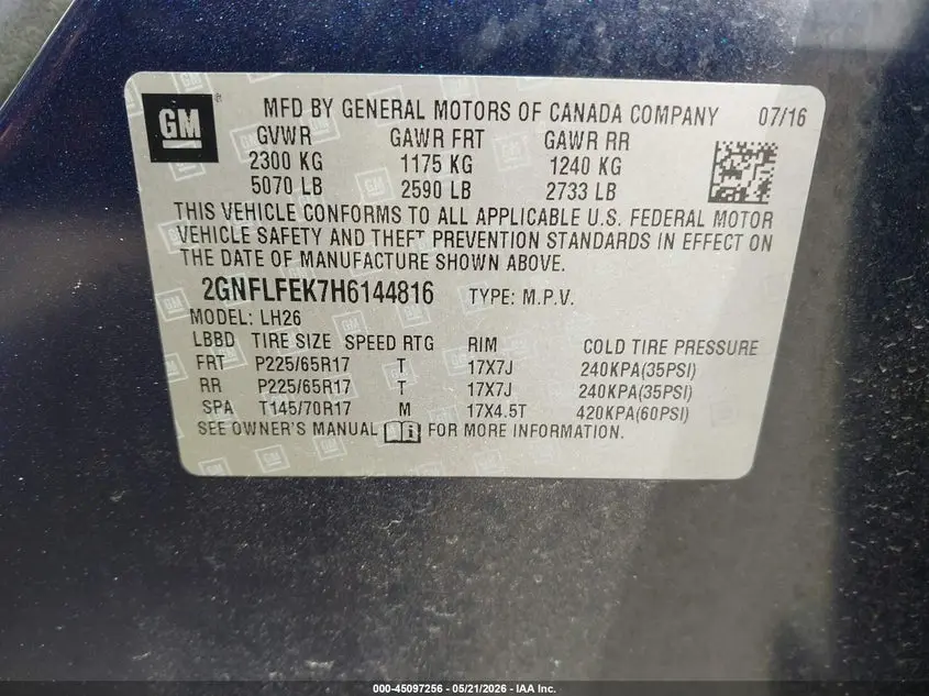 2017 CHEVROLET EQUINOX LT