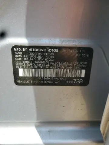2018 MITSUBISHI MIRAGE ES  