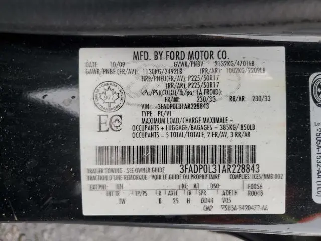 2010 FORD FUSION HYBRID