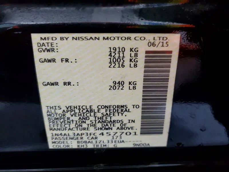 2015 NISSAN ALTIMA 2.5 SV  