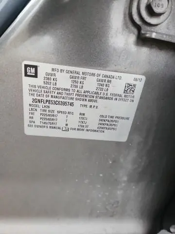 2012 CHEVROLET EQUINOX LT  