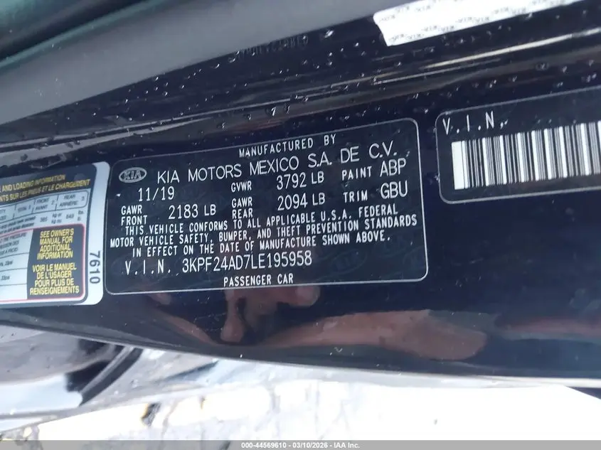 2020 KIA FORTE LXS