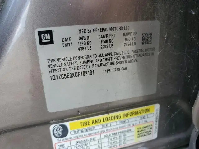 2012 CHEVROLET MALIBU 1LT  