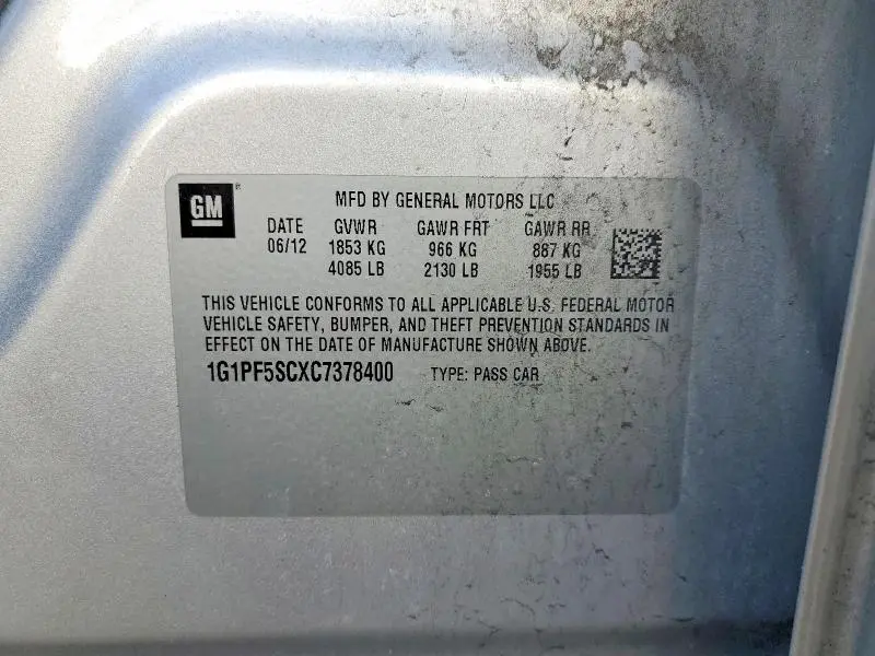 2012 CHEVROLET CRUZE LT  