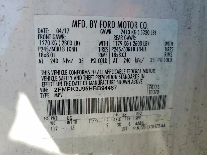 2017 FORD EDGE SEL  