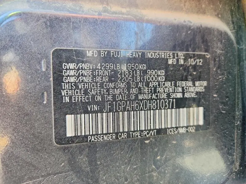 2013 SUBARU IMPREZA LIMITED  