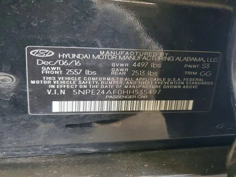 2017 HYUNDAI SONATA SE  