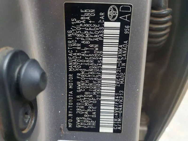 2015 TOYOTA COROLLA LE  