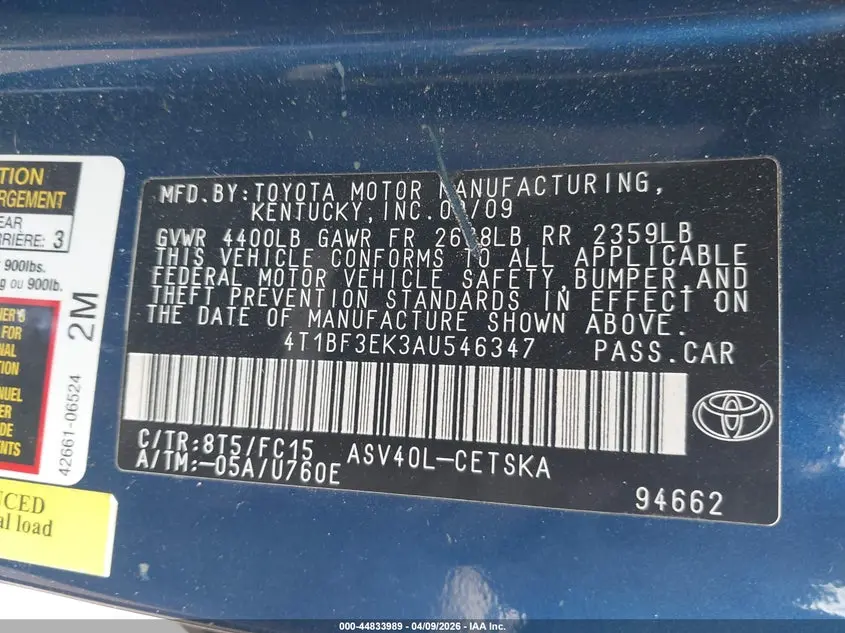 2010 TOYOTA CAMRY SE