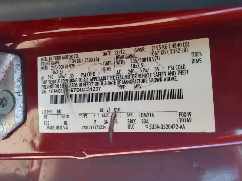 2013 FORD ESCAPE SEL  