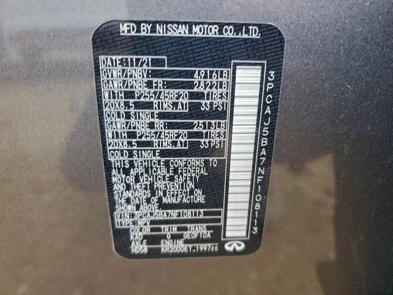 2022 INFINITI QX50 LUXE  