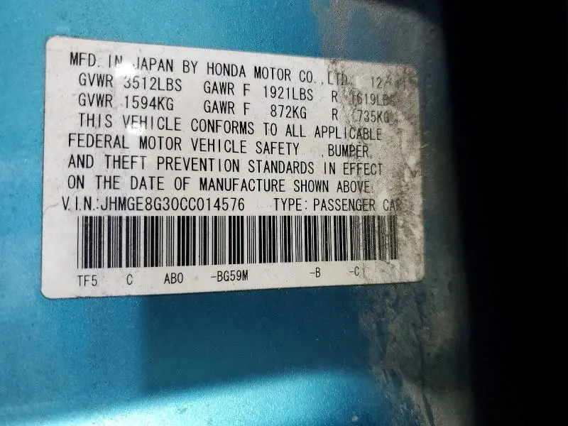 2012 HONDA FIT   