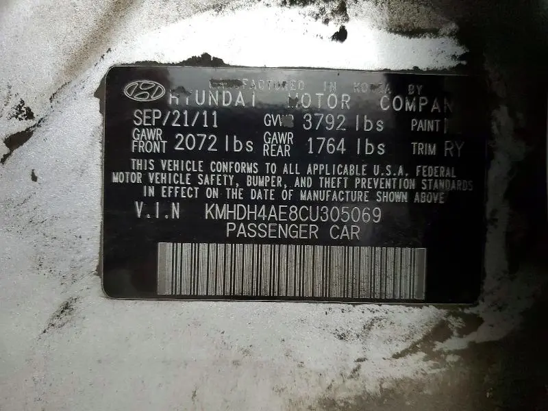 2012 HYUNDAI ELANTRA LIMITED  