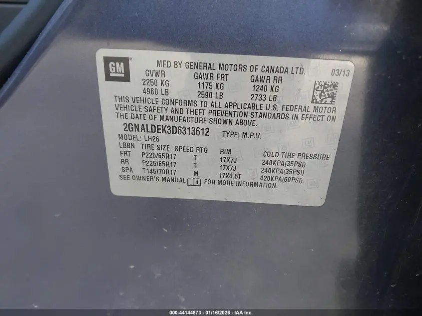 2013 CHEVROLET EQUINOX 1LT