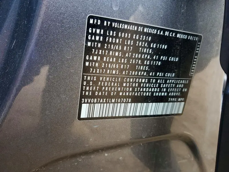 2020 VOLKSWAGEN TIGUAN S  