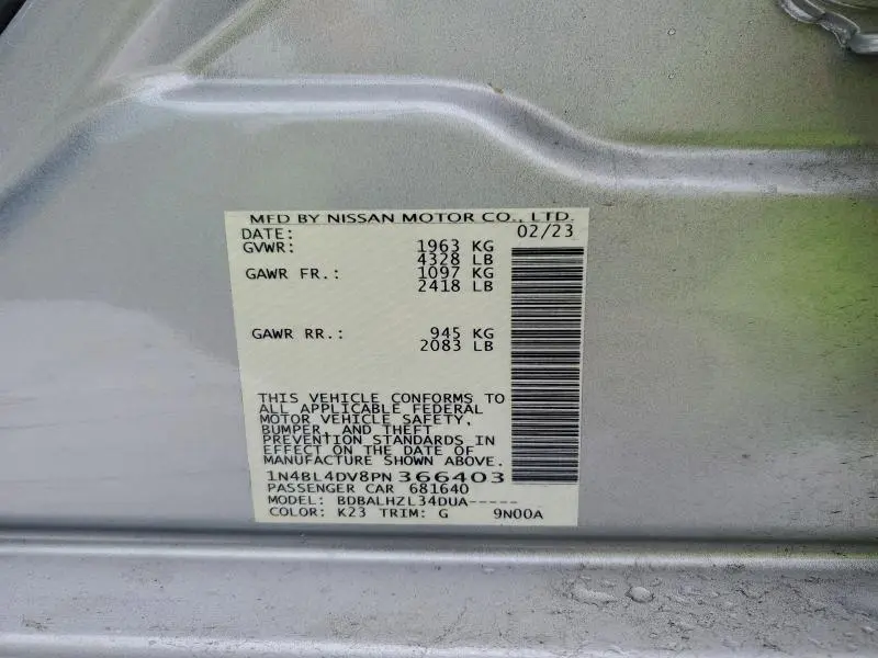 2023 NISSAN ALTIMA SV  