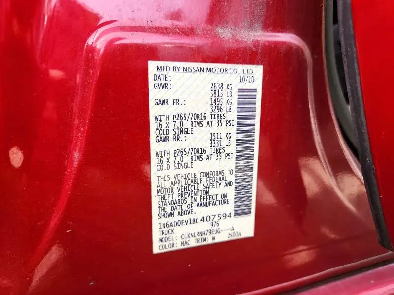 2011 NISSAN FRONTIER S  