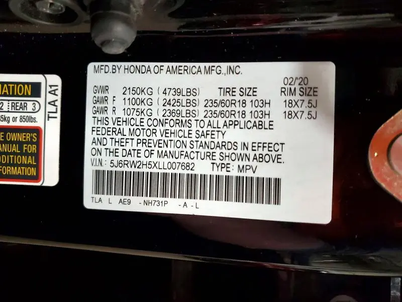 2020 HONDA CR-V EX  