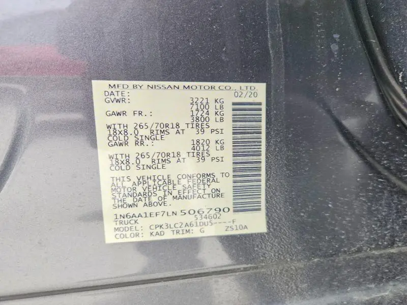 2020 NISSAN TITAN SV  