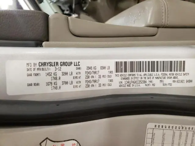 2012 JEEP GRAND CHEROKEE LAREDO  