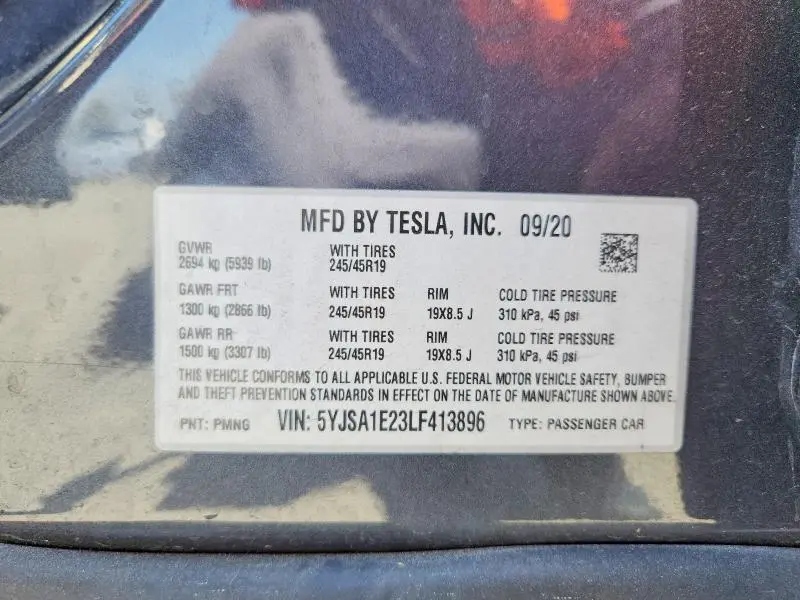 2020 TESLA MODEL S   