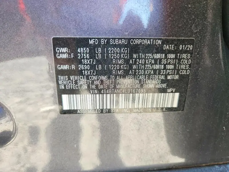 2020 SUBARU OUTBACK LIMITED  