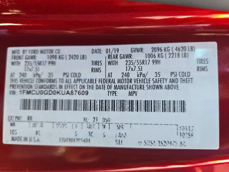 2019 FORD ESCAPE SE  