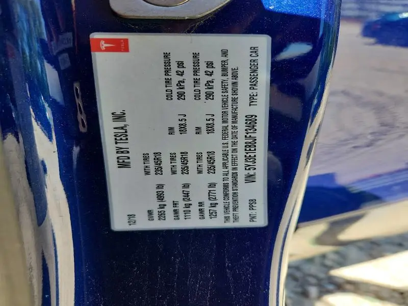 2018 TESLA MODEL 3   