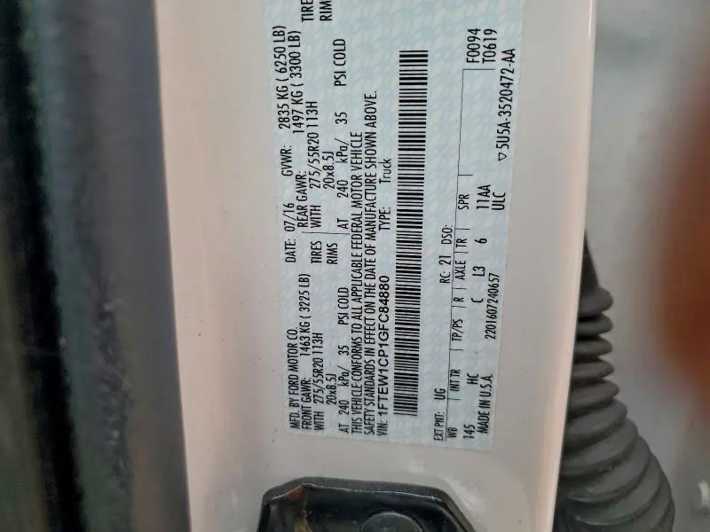 2016 FORD F150 SUPERCREW  