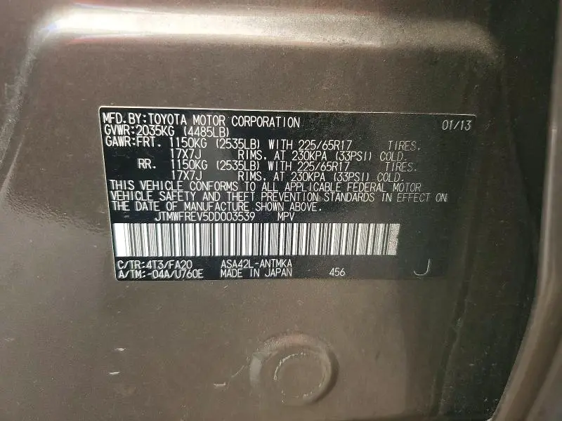 2013 TOYOTA RAV4 XLE  