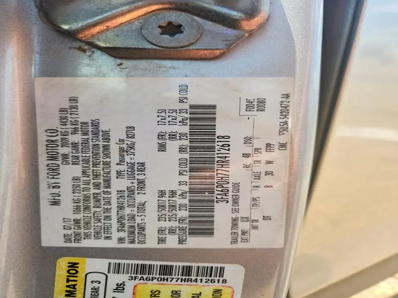 2017 FORD FUSION SE  