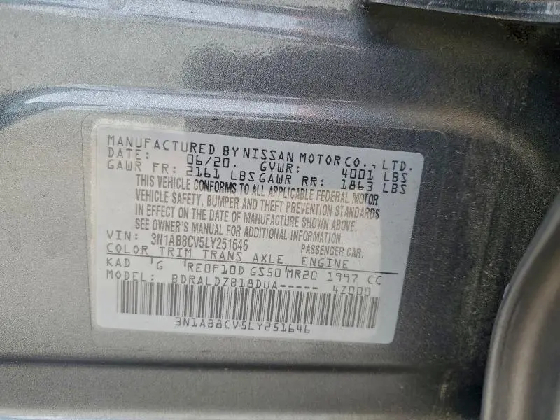 2020 NISSAN SENTRA SV  