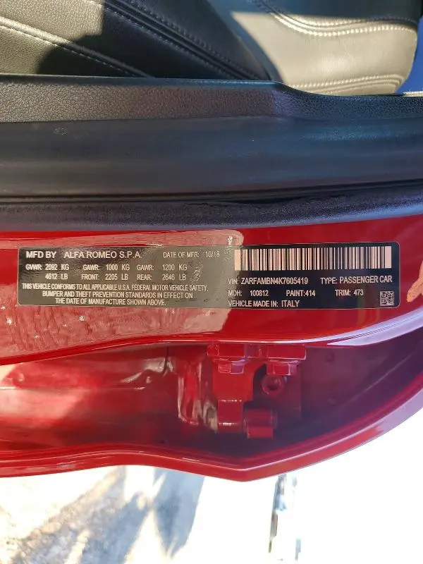 2019 ALFA ROMEO GIULIA TI  