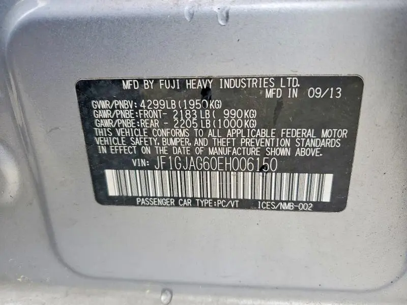 2014 SUBARU IMPREZA LIMITED  