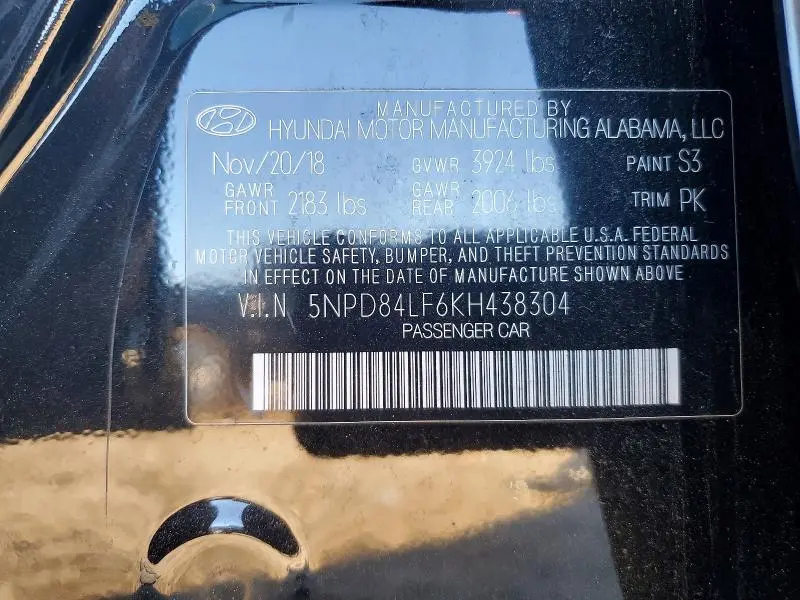 2019 HYUNDAI ELANTRA SEL  