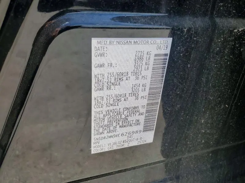 2019 NISSAN PATHFINDER SL  