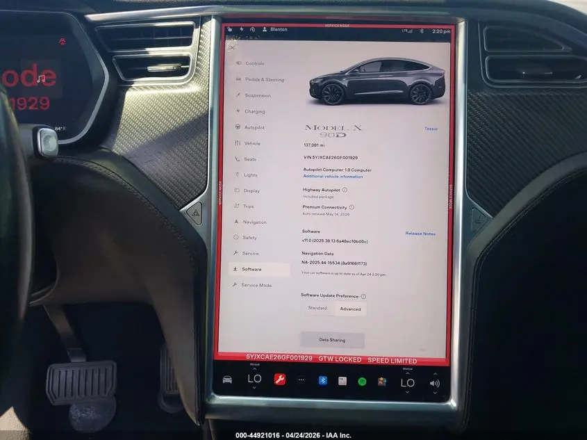 2016 TESLA MODEL X 60D/70D/75D/90D